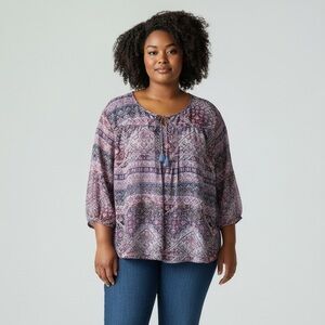 Women’s St.John’s Bay plus size 3X boho multi-colored paisley blouse! EUC!